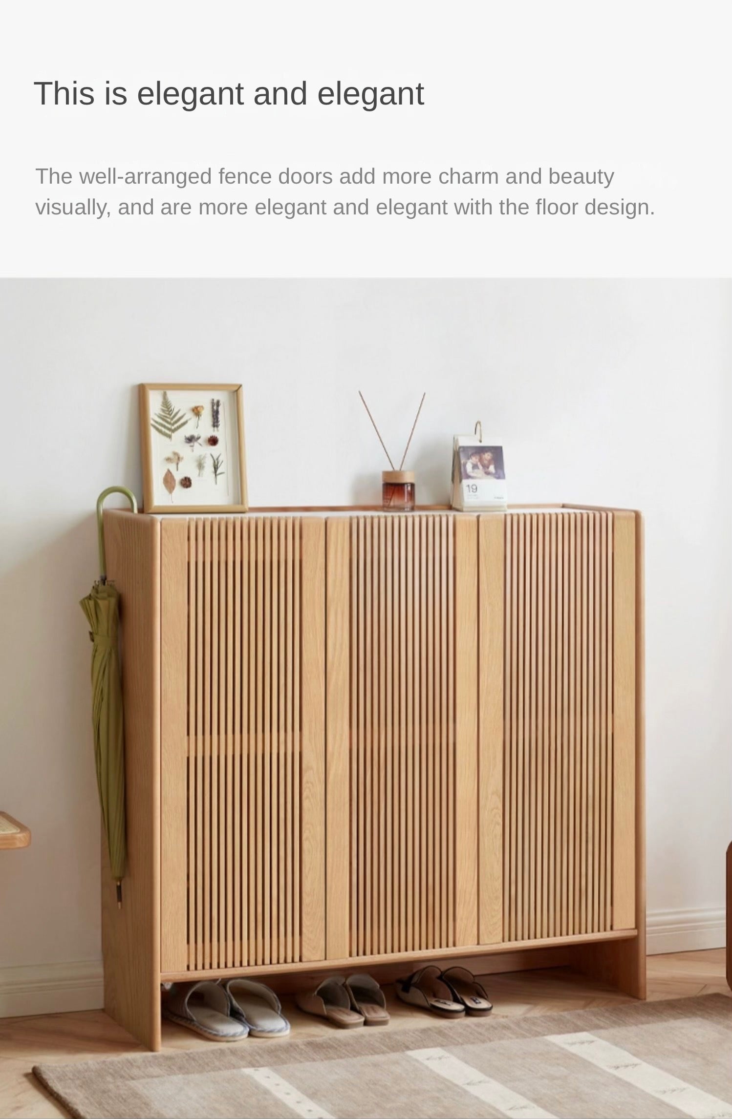 Ash Solid wood rock top shoe cabinet