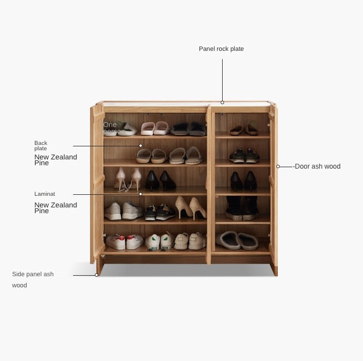 Ash Solid wood rock top shoe cabinet