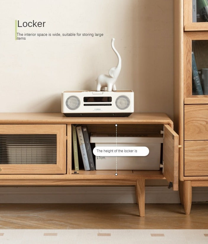 Oak solid wood Flip door TV cabinet=