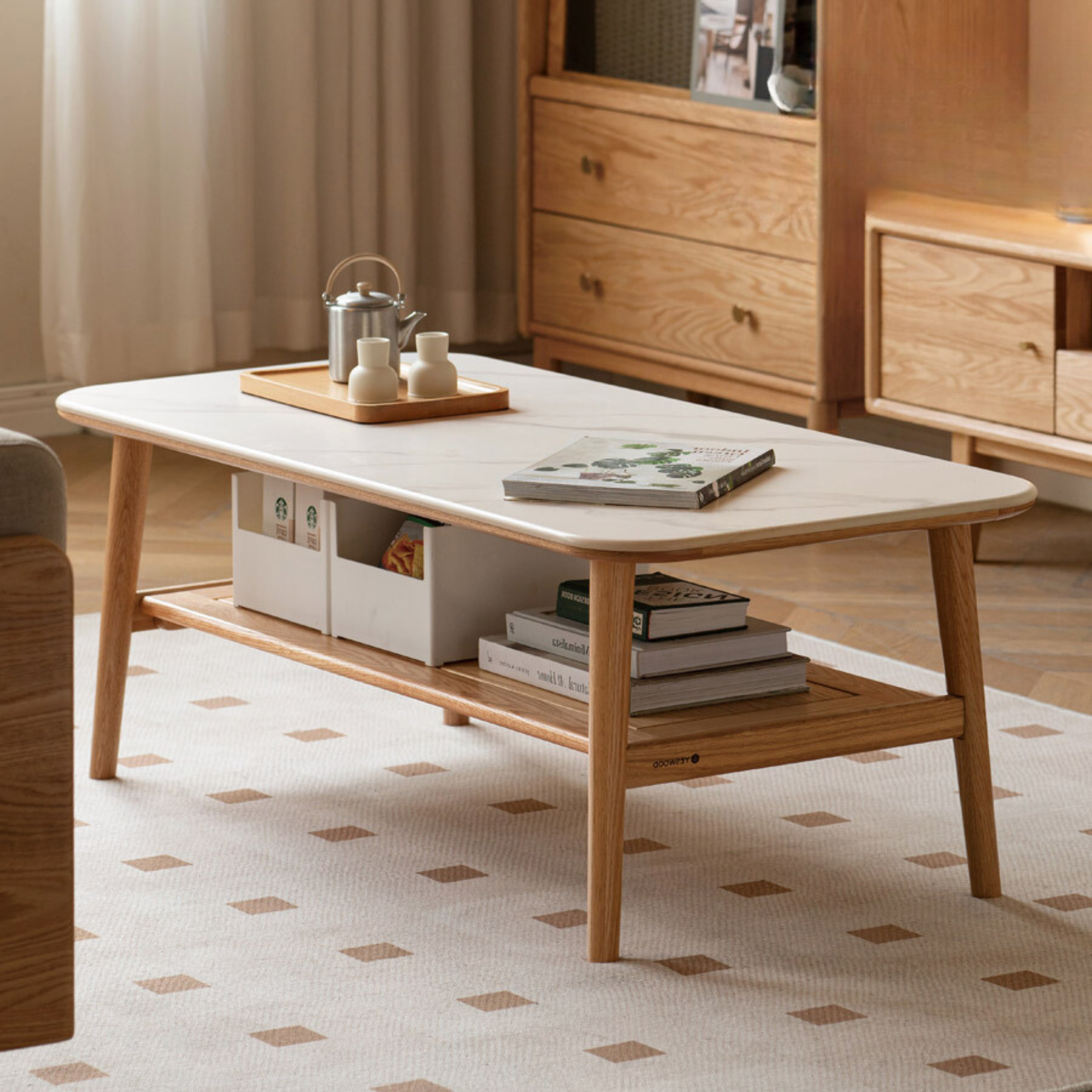 Ash,Oak,Beech solid wood Slate coffee table