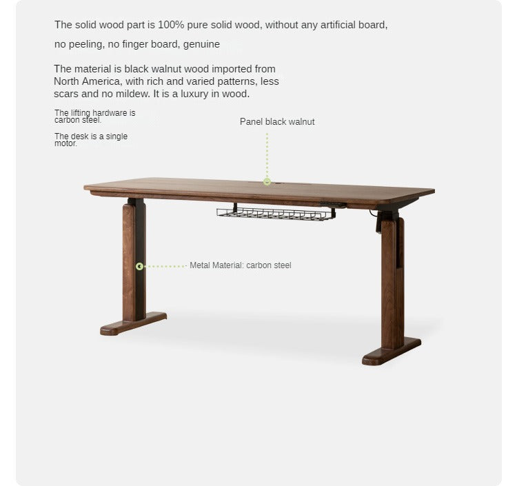 Black Walnut Solid Wood Electric Elevating Desk