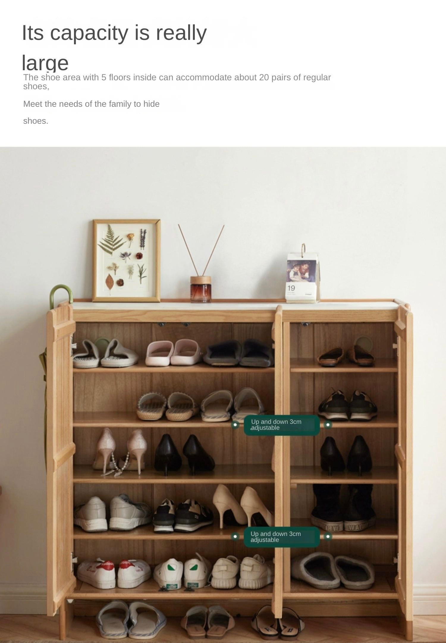 Ash Solid wood rock top shoe cabinet