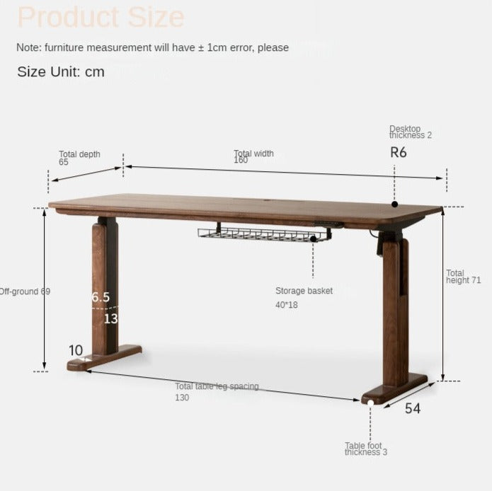 Black Walnut Solid Wood Electric Elevating Desk